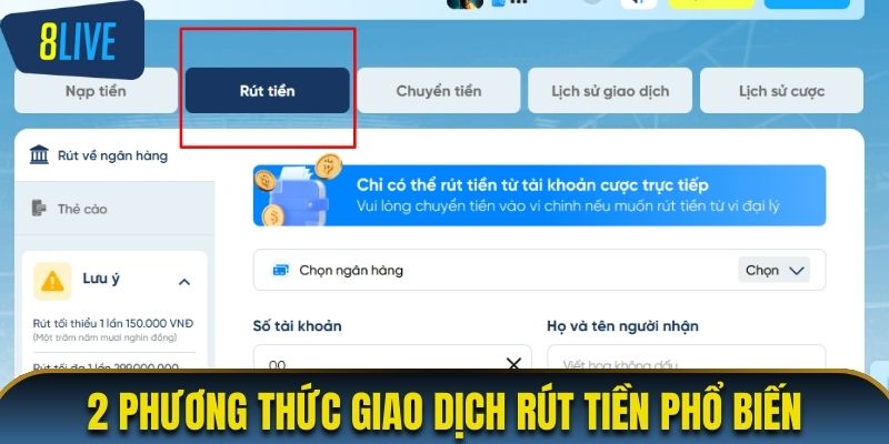 Hướng dẫn nạp rút tại 8live